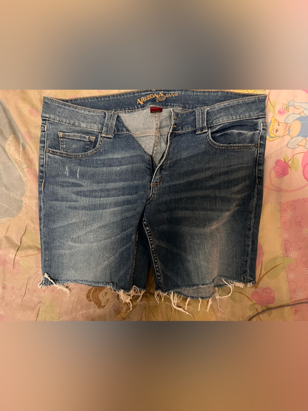 Arizona Jean Company Distressed Denim Bermuda Shorts - Blue